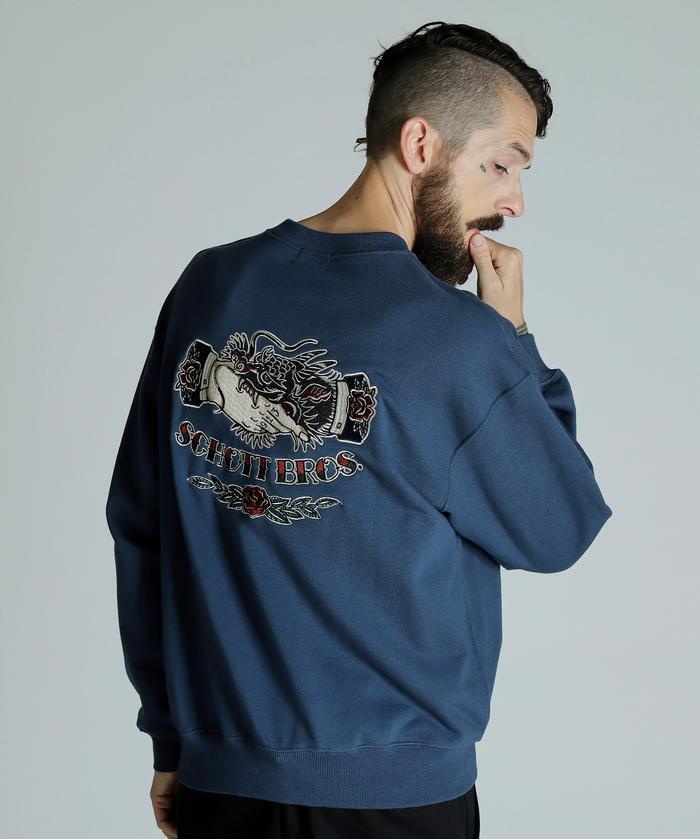 CREW SWEAT SHAKE HAND DRAGON/クルースウェット シェイクハンドドラゴン(506839960) | ショット(Schott)  - d fashion