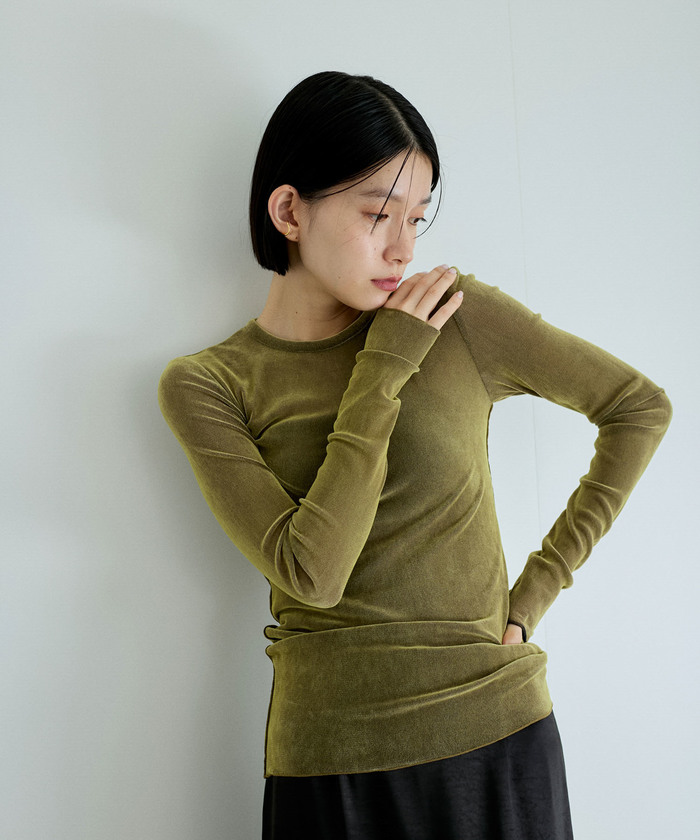 【洗える】クルーネックフロッキープリントプルオーバー 洗える】クルーネックフロッキープリントプルオーバー（Tシャツ