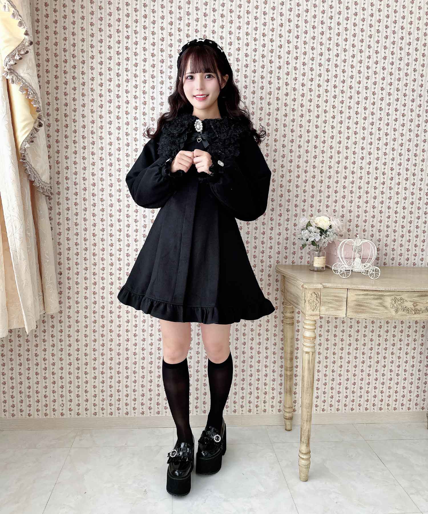 30日まで]ROJITA ロジータ フェザーレースリボン　コート セール】ロジータ ROJITA フェザーレースリボン衿コート