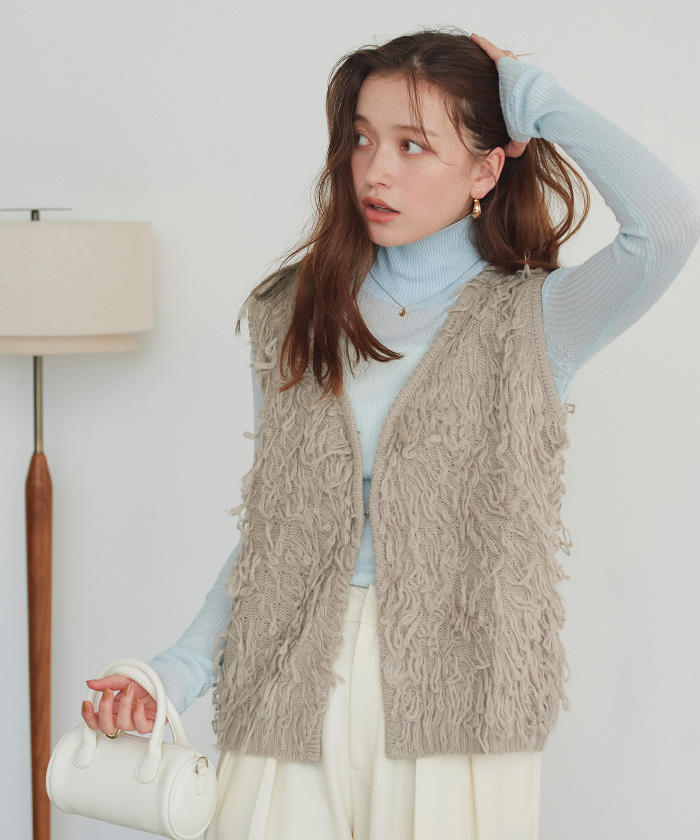 セール60%OFF】ループフリンジニットベスト(506980608