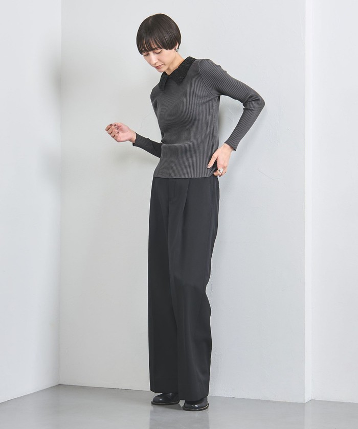 UNITED ARROWS レディ ロングスリーブ ニット 襟レース 取り外し可 UNITED ARROWS レディ ロングスリーブ ニット 襟レース 取り外し可