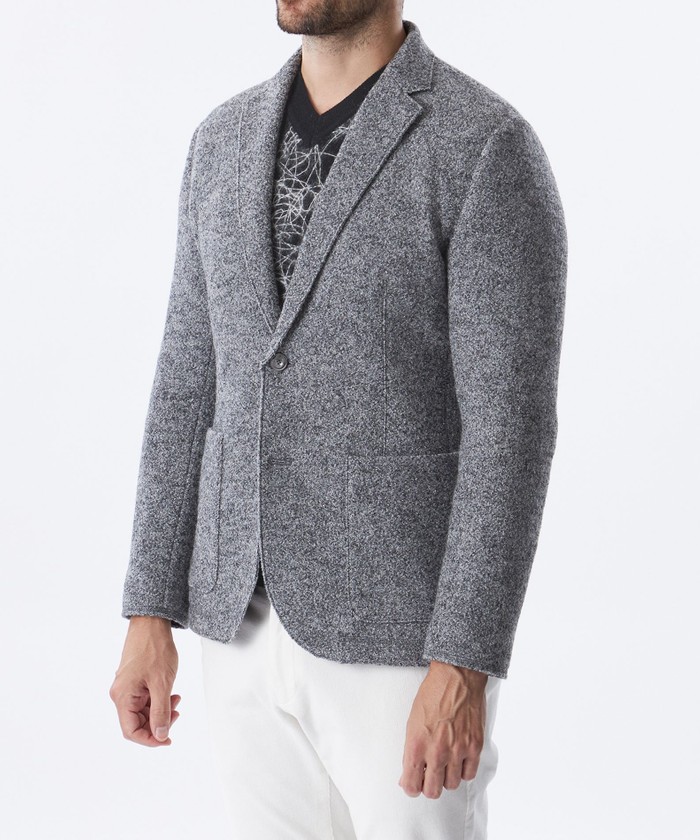 【美品】EPOCA エポカ ノーカラージャケット ファー切替 ウールニット切替 セール 25%OFF】ライトウールニットジャケット(506919295