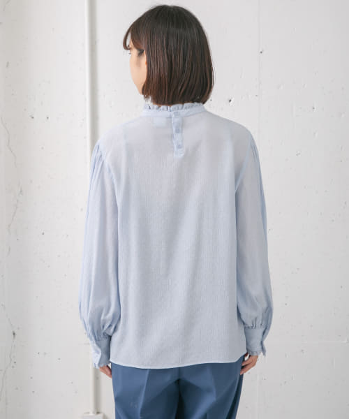 セール 20%OFF】ピンタックフリルスタンドカラーブラウス セール 20%OFF】ピンタックフリルスタンドカラーブラウス
