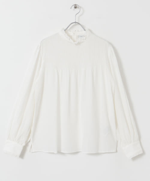 セール 20%OFF】ピンタックフリルスタンドカラーブラウス セール 20%OFF】ピンタックフリルスタンドカラーブラウス