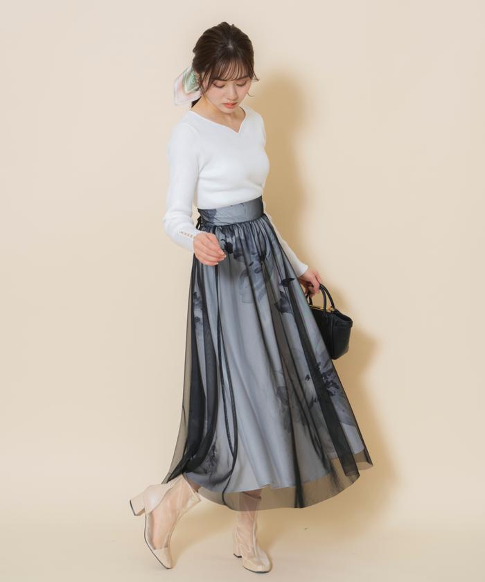 美品 VALENTINO シルク 光沢 チュール レイヤード タイトスカート VALENTINO シルク 光沢 チュール レイヤード タイトスカート