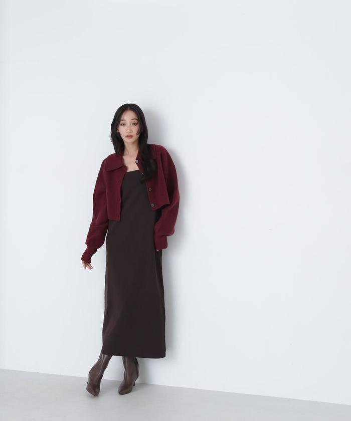 セール 50%OFF】襟付カーデ＆ニットキャミワンピース(506846845