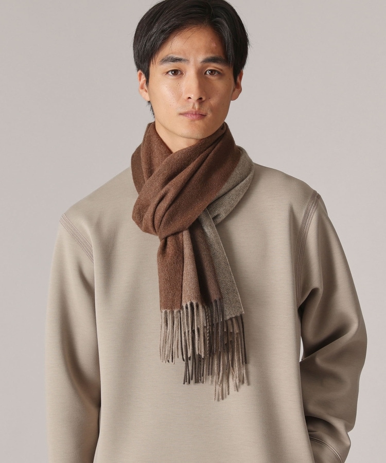 新品未使用　タケオキクチ　TAKEOKIKUCHI　カシミヤマフラー TAKEO KIKUCHI｜【カシミヤ100%】パネル カシミヤマフラー