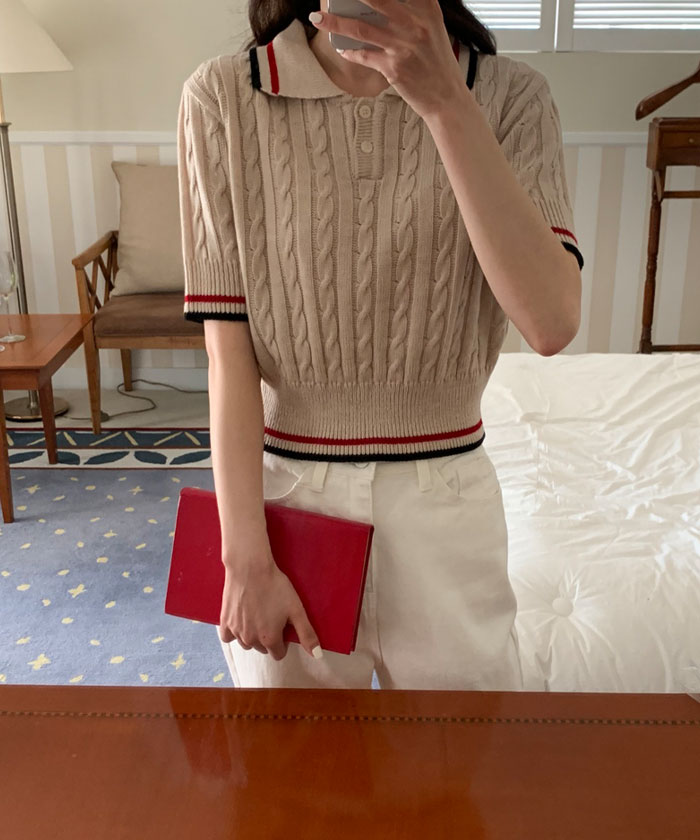セール 10%OFF】ビビッドレディ VIVIDLADY ケーブル柄襟付き配色