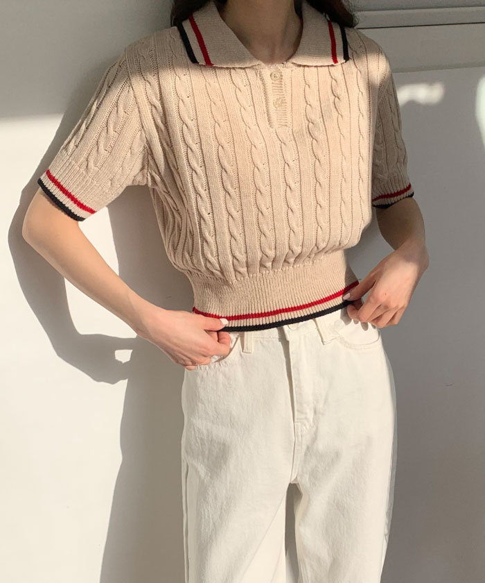 セール 10%OFF】ビビッドレディ VIVIDLADY ケーブル柄襟付き配色