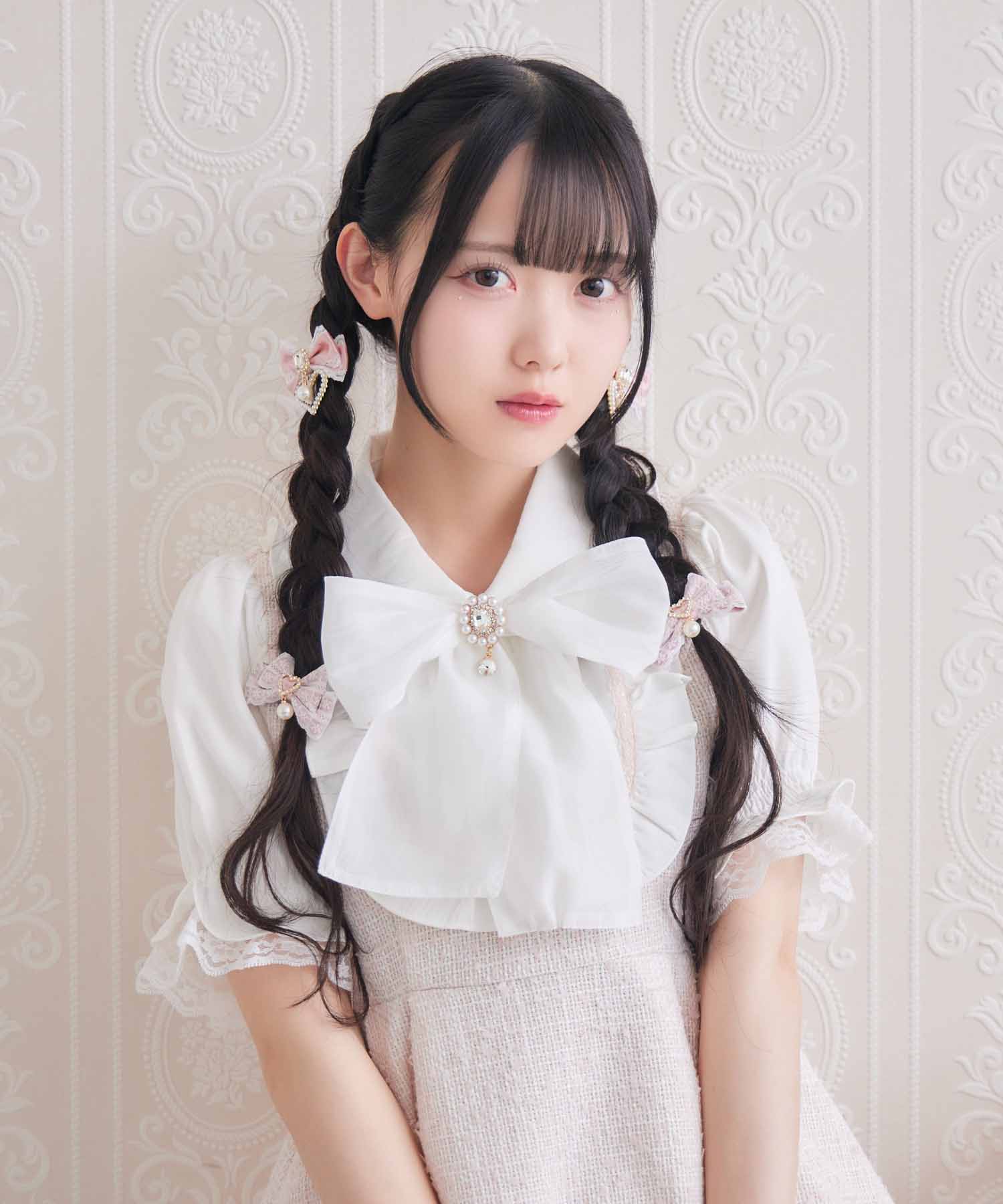 {送料.関税込}ピンク/レーストリムタフタヘアクリップ 送料.関税込}ピンク/レーストリムタフタヘアクリップ