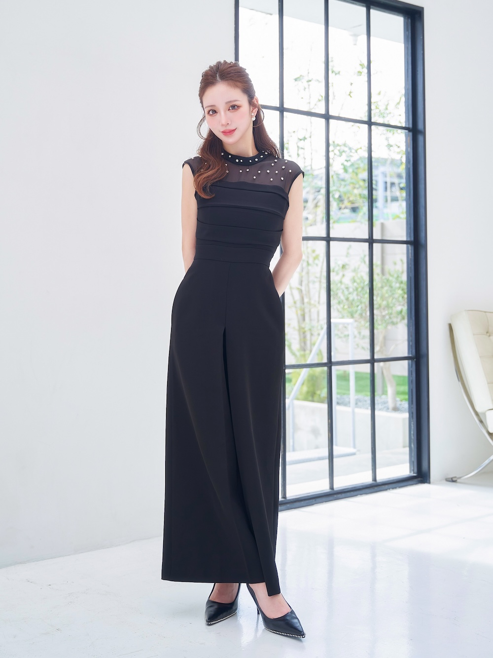【Darich】ダーリッチ　パールビジューネックワイドベアオールインワン パールビジューネックワイドベアオールインワン – Darich
