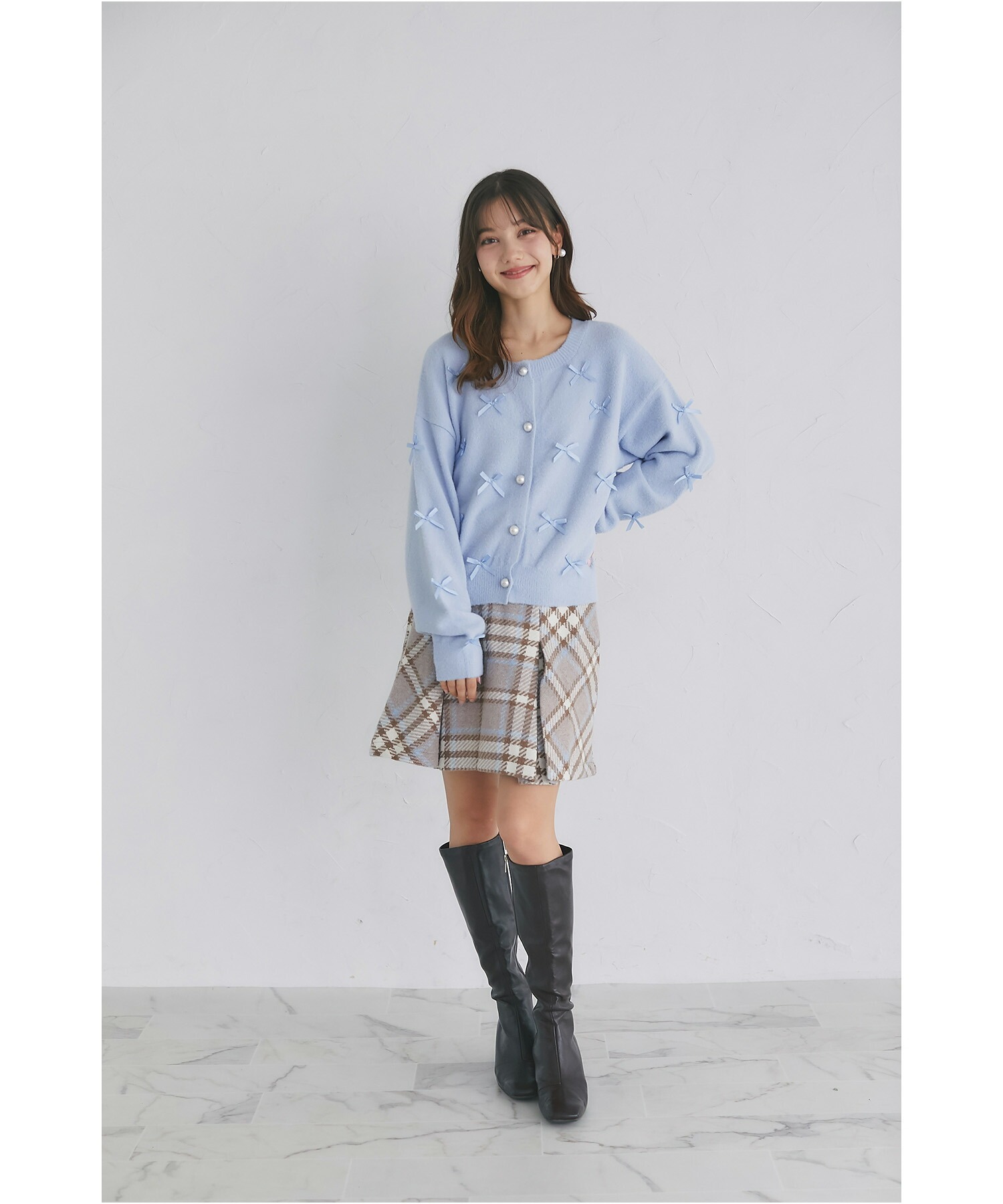 トッコクローゼット tocco closet メニーリボンきらきらラメ入りフェザーニットカーディガン メニーリボンきらきらラメ入りフェザーニットカーディガン