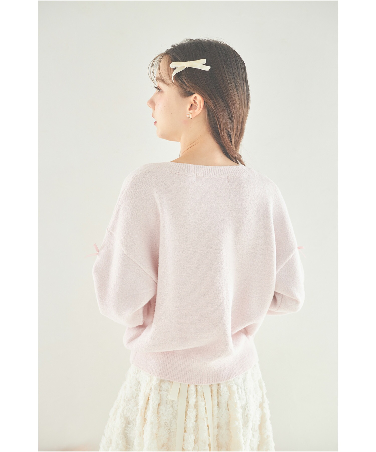 トッコクローゼット tocco closet メニーリボンきらきらラメ入りフェザーニットカーディガン メニーリボンきらきらラメ入りフェザーニットカーディガン
