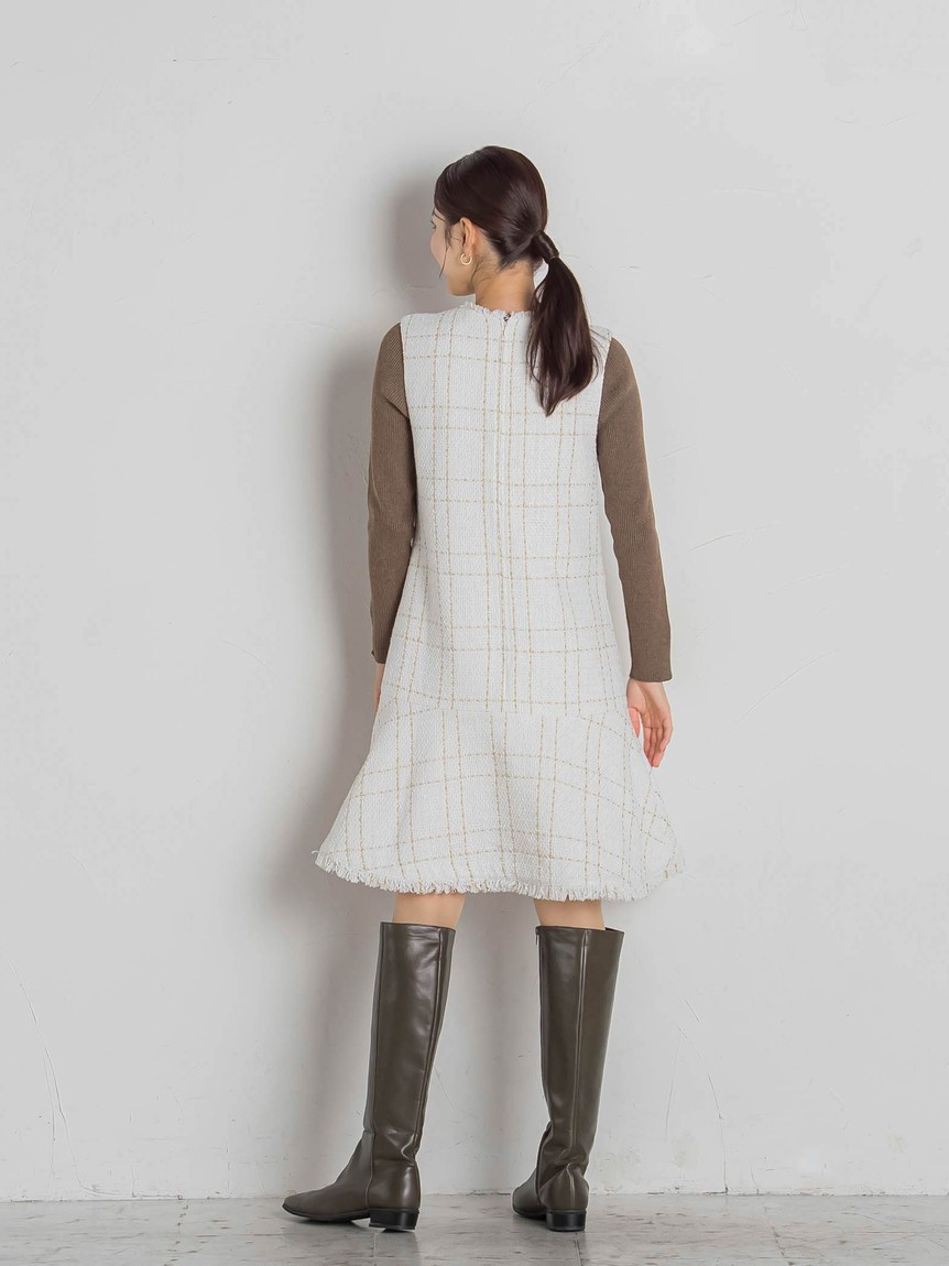 QUEENS COURT クイーンズコート ツイード ジャンドレ ワンピース セール 50%OFF】クイーンズコート QUEENS COURT ツィードジャン