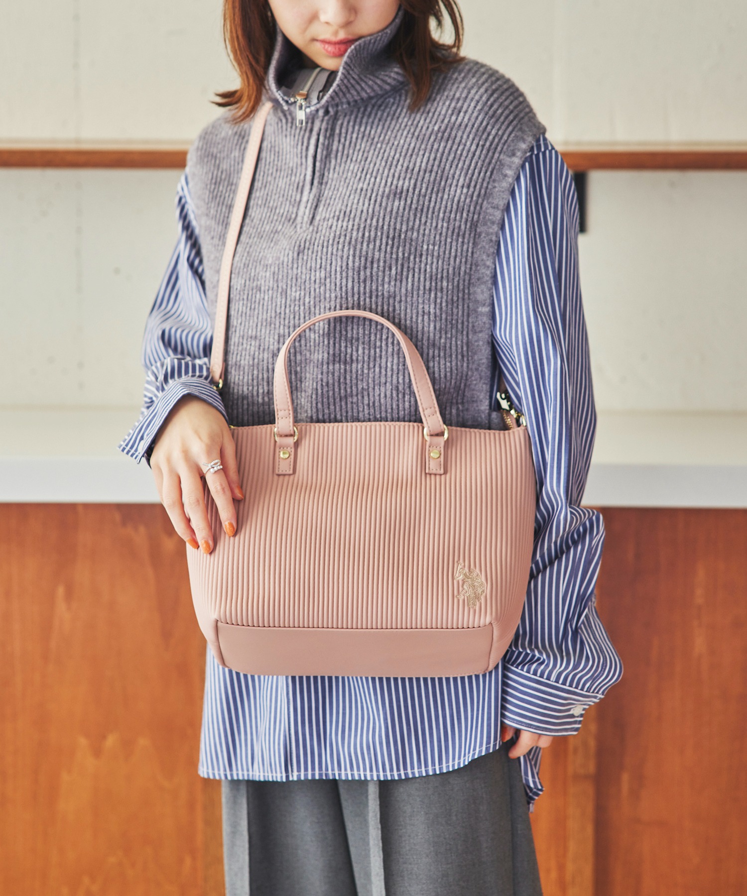 U.S. POLO ASSN トートバッグ U.S. POLO ASSN. トートバッグ 「U.S. ASSN.」プリーツ トート