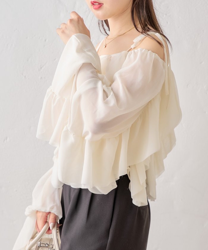 クーポン】【セール 72%OFF】【Chico】2wayフリルオフショル