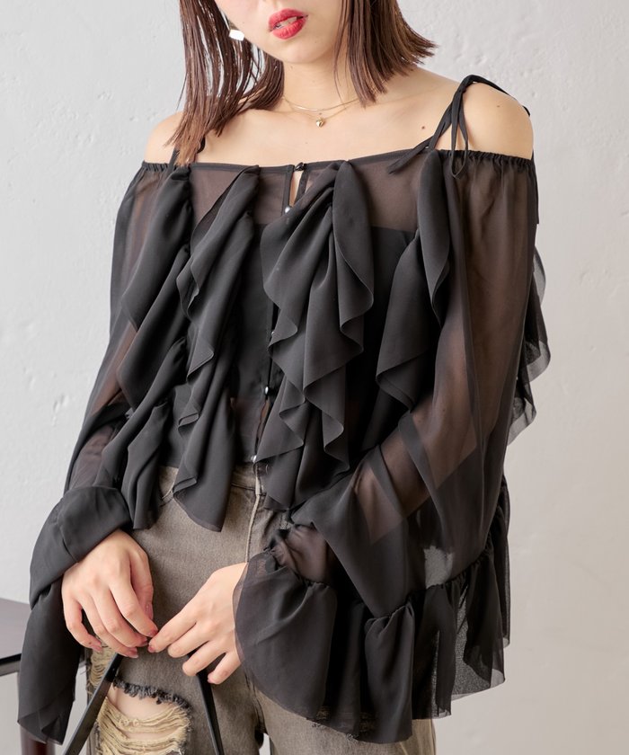 クーポン】【セール 72%OFF】【Chico】2wayフリルオフショル