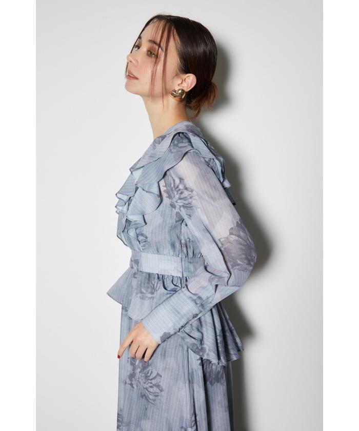 rienda ビンテージフラワーペプラムワンピース rienda ビンテージフラワーペプラムワンピース 柄BEG5