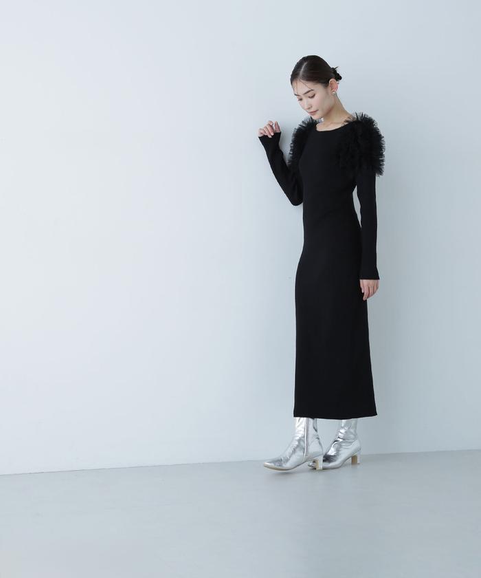 ドットチュールフリルニットワンピース | DOLCELICHE（ドルチェ
