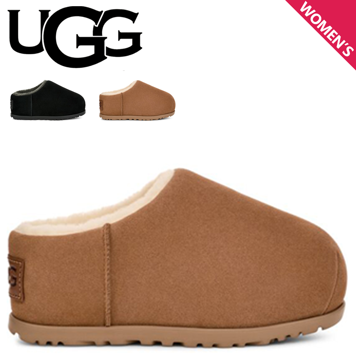 【UGG】レディース ロゴ Pumped スライド スリッポン 3色 アグ UGG UGG アグ スリッポン ルームシューズ パンプド
