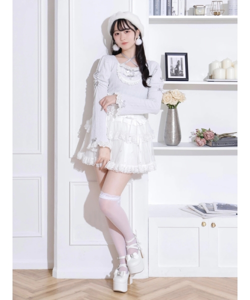ノエミー NOEMIE フレアスリーブバックレースアップカットソー