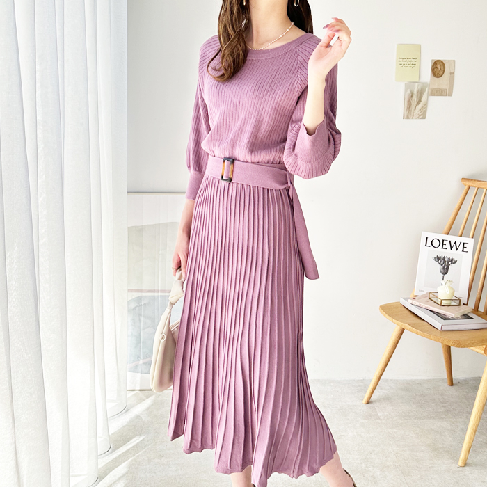 AW24 新品　Jacadi フリル付きニットワンピース　ピンク　8A リフ Riff クロシェ編み風ニットワンピース バックオープン
