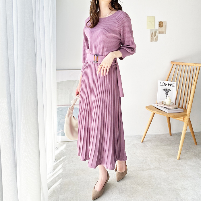 未使用タグ付き✨24SS✨コラージュ　前後2WAY ジャージプリーツワンピース いーちゃんコラボ ]前後2WAYティアードワンピース [E2945