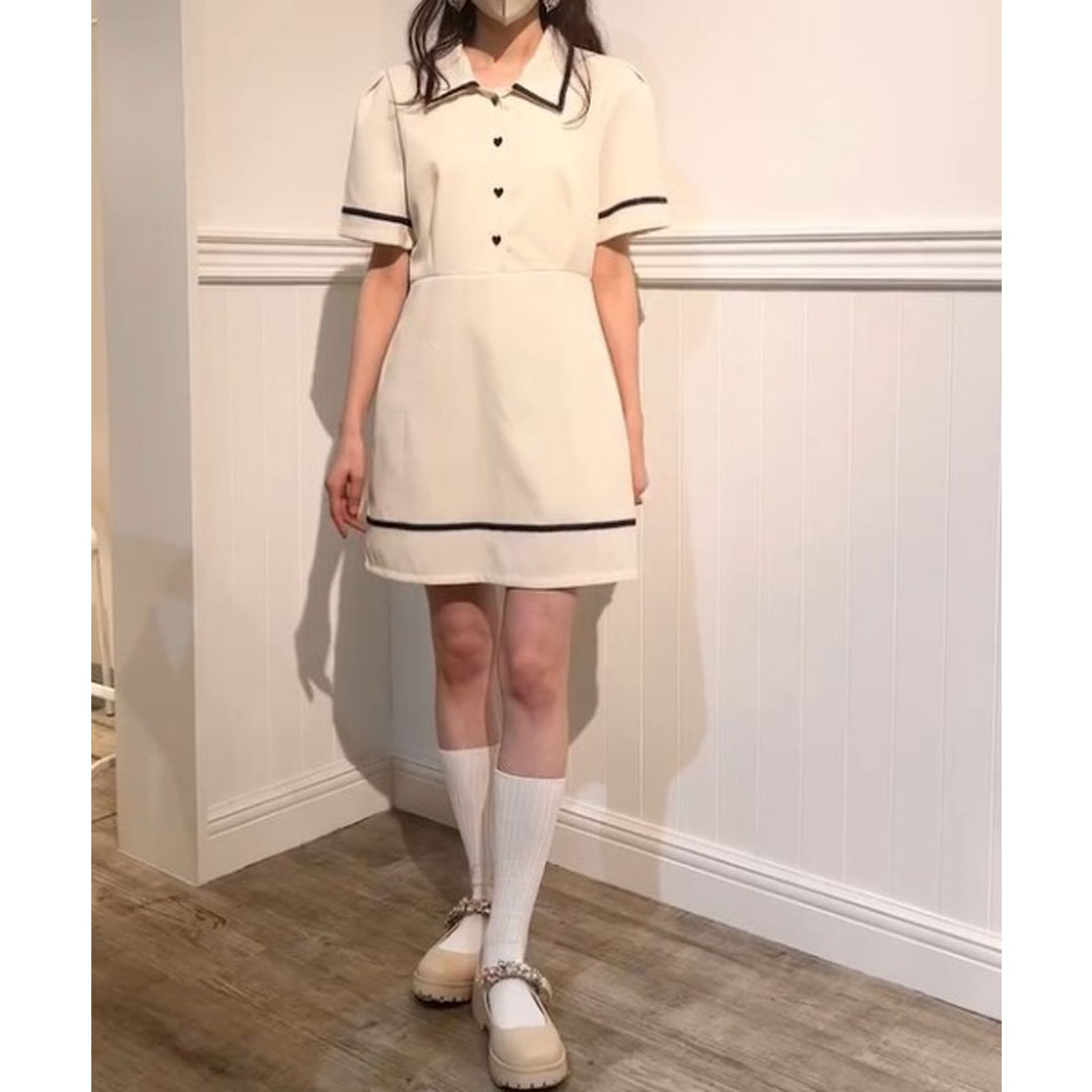 ラポミ プチ LA POMME petit Polo Collar Sport One Piece ポロ