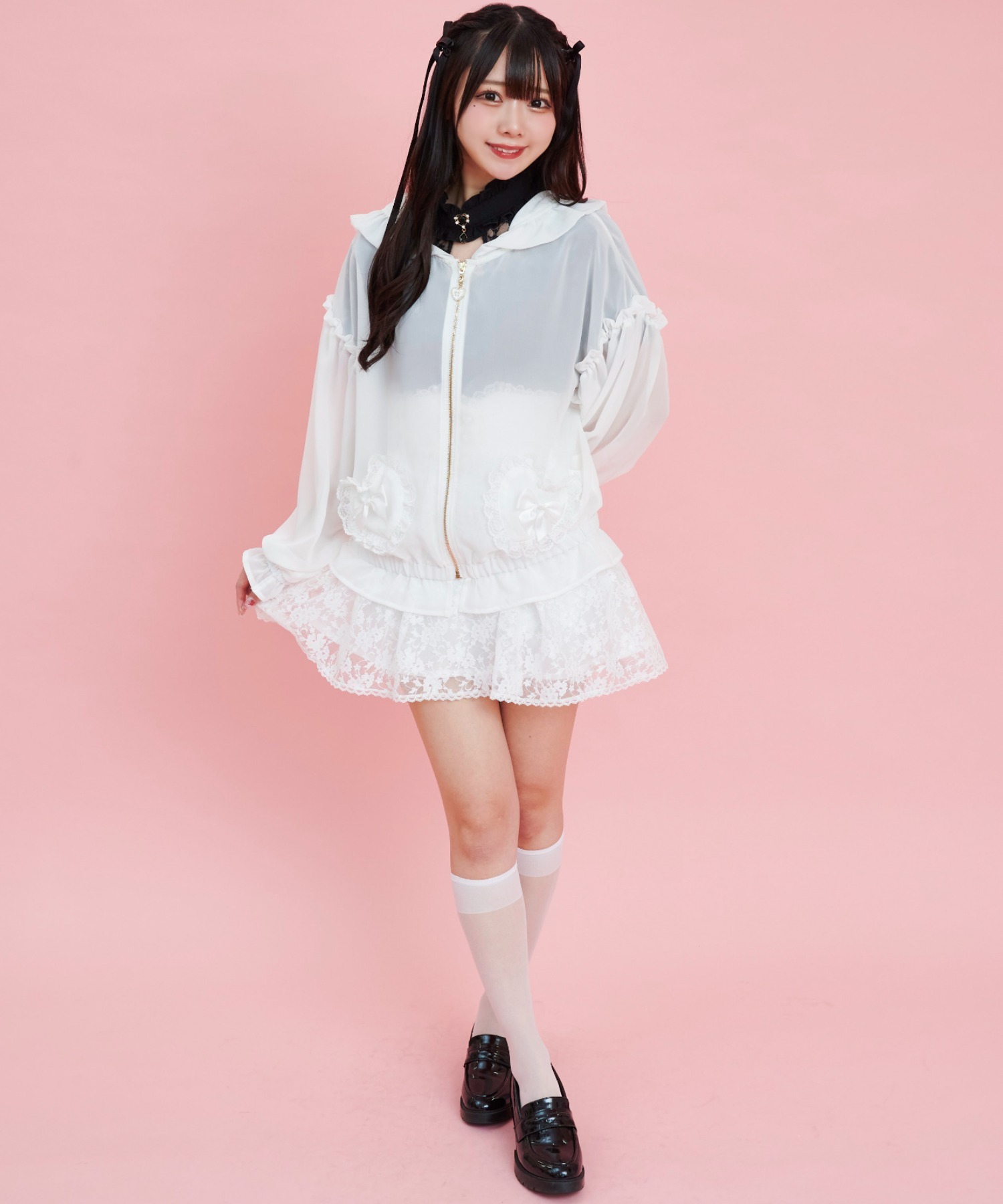 シークレットハニー Secret Honey うさ耳フリルシフォンパーカー