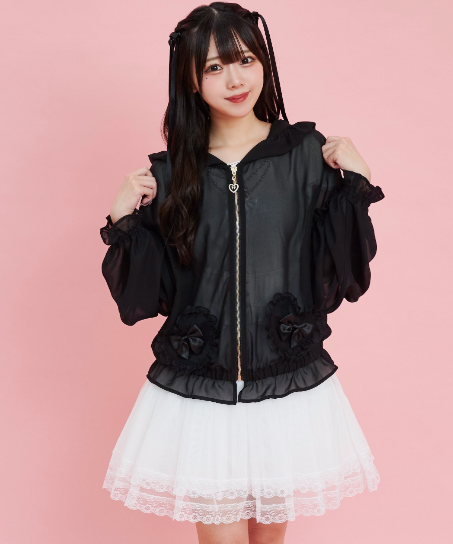 シークレットハニー Secret Honey うさ耳フリルシフォンパーカー