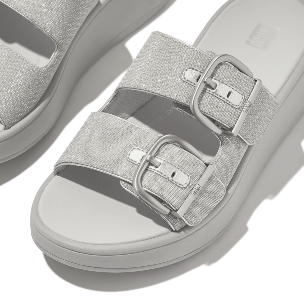 FitFlop フィットフロップ ダブル バックル スライド サンダル フィットフロップ fitflop F－MODE BUCKLE SHIMMERLUX FLATFORM