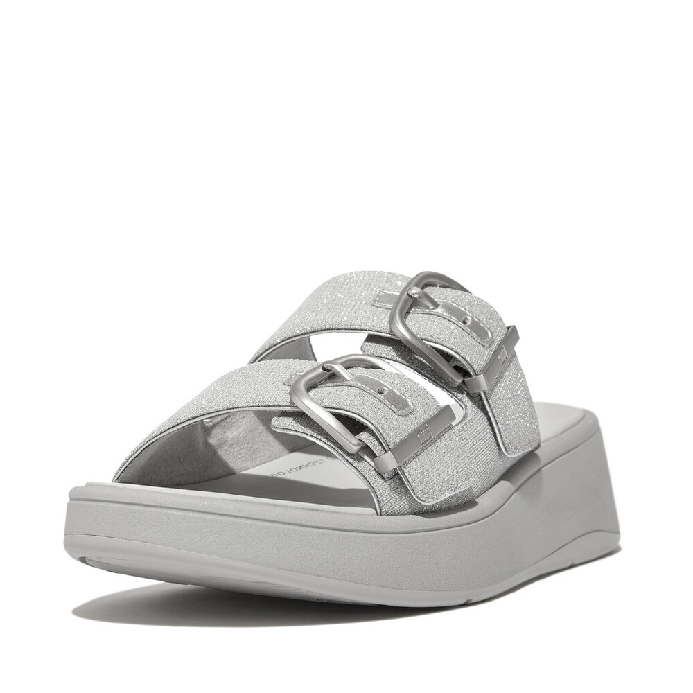 人気【FitFlop】ダブル バー ロゴ バックル スライド サンダル フィットフロップ fitflop GEN-FF BUCKLE TWO-BAR LEATHER