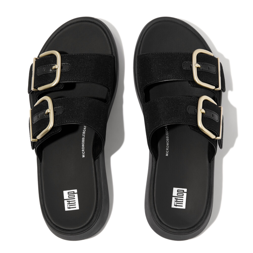 FitFlop フィットフロップ ダブル バックル スライド サンダル F-MODE バックル シマーラックス フラットフォーム バックル