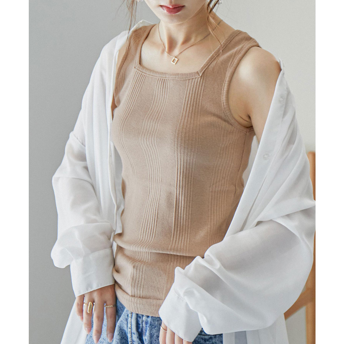 ファッションレター Fashion Letter スクエアネックコットンリブ