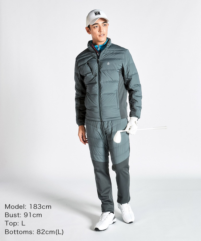 新品マンシングウェアHEATNAVIニットXプリントタフタ