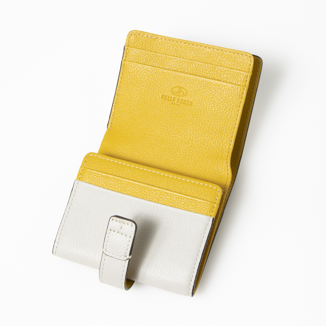 【美品】PELLE BORSAペレボルサ 折り財布 イエロー ミニ財布 PELLE BORSA ペレボルサ 2つ折り財布 イエロートープ ミニ