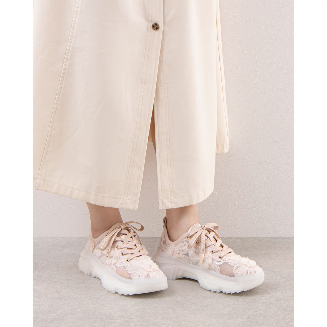 RANDAシアーフラワースニーカーLL セール 60%OFF】ランダ RANDA ☆ 2WAY シアーフラワースニーカー