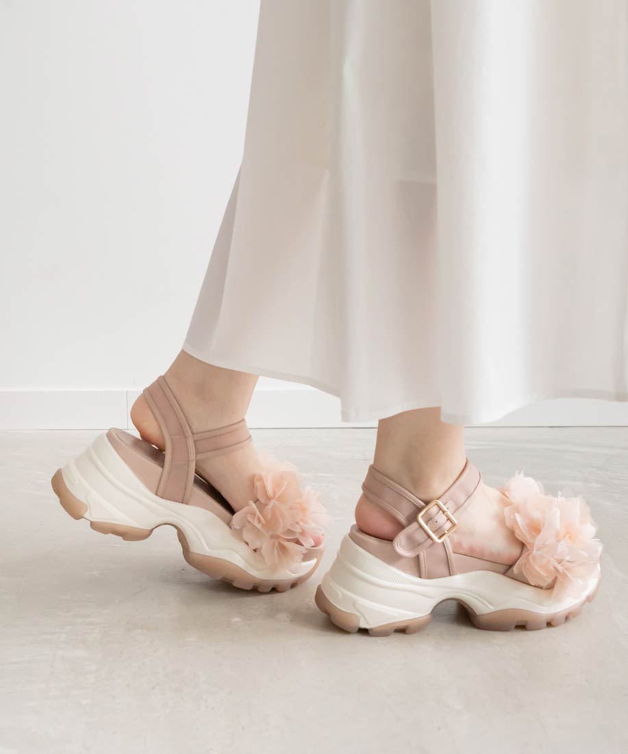 【美品】ボリュームフラワースポーツサンダル セール】ランダ RANDA ボリュームフラワースポーツサンダル