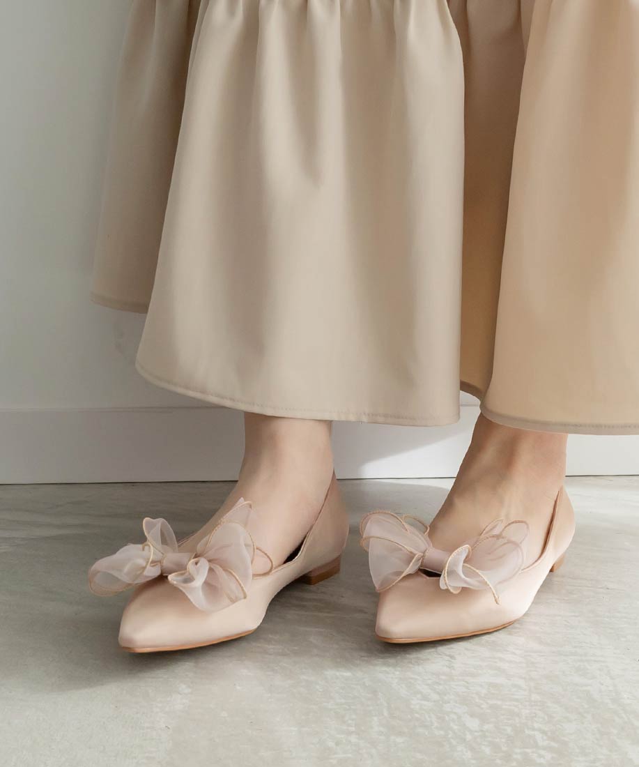 【未使用】RANDA 3E 2WAYシアーリボンフラットパンプス セール 70%OFF】ランダ RANDA ☆ 3E 2WAYシアーリボンフラット