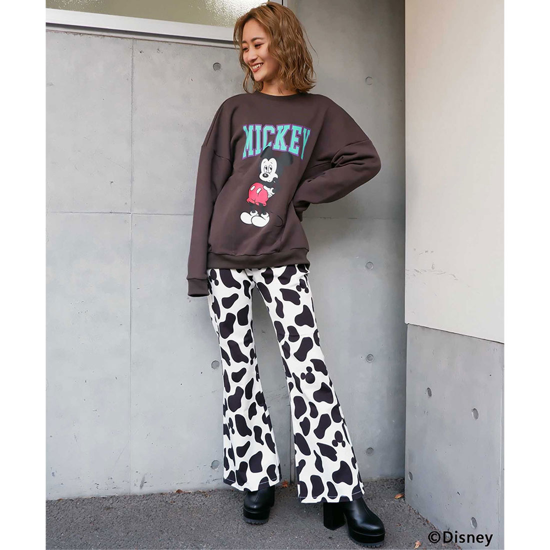 MAXSIX × Disney LEON 別注 ミッキー 総柄 スウェットパンツ MAXSIX × Disney LEON 別注 ミッキー 総柄 スウェットパンツ