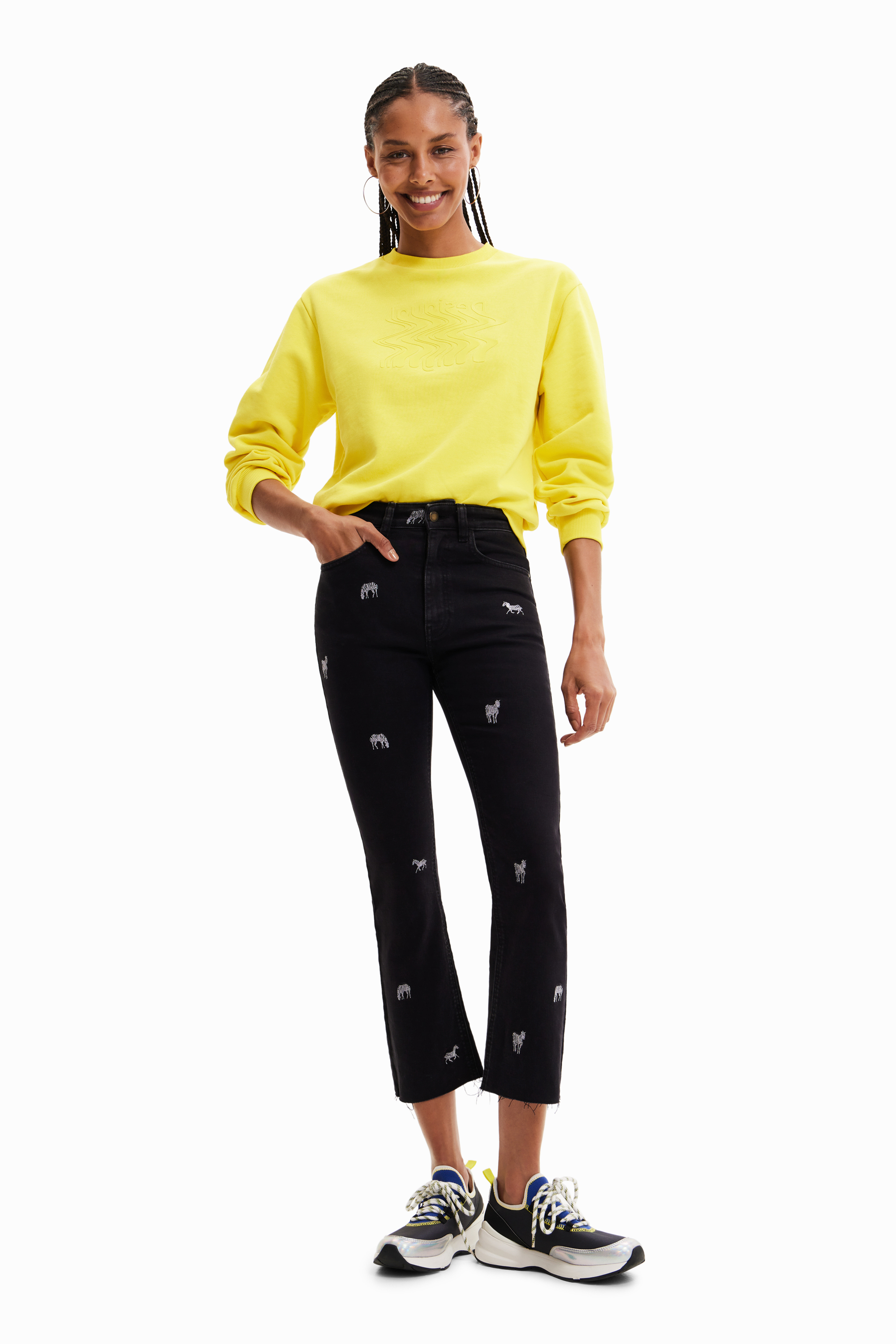 セール70%OFF】デシグアル Desigual クロップド フレアジーンズ