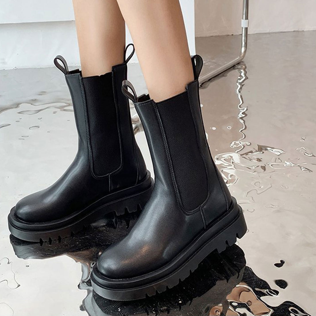 レディースブーツ ブーツ ショートブーツ シューズ サイドゴア 靴 大人 女の子 厚底靴 2021新作 通学 おしゃれ 韓国 5cmアップ 夏 秋 滑