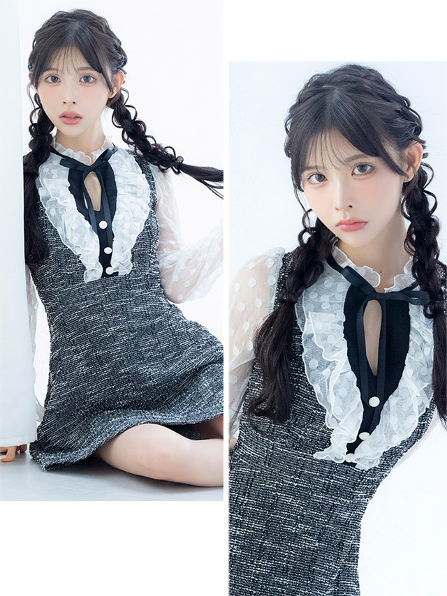 セール 20%OFF】ティカ Tika フリル×ドット柄シースルー長袖