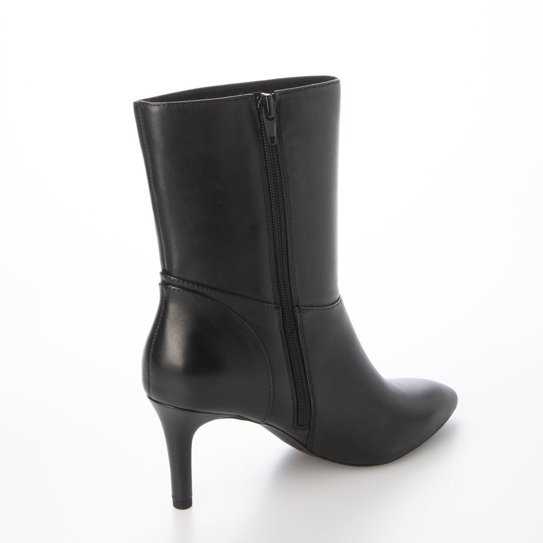 ROCKPORT ブラックレザー ロングブーツ ポインテッドトゥ