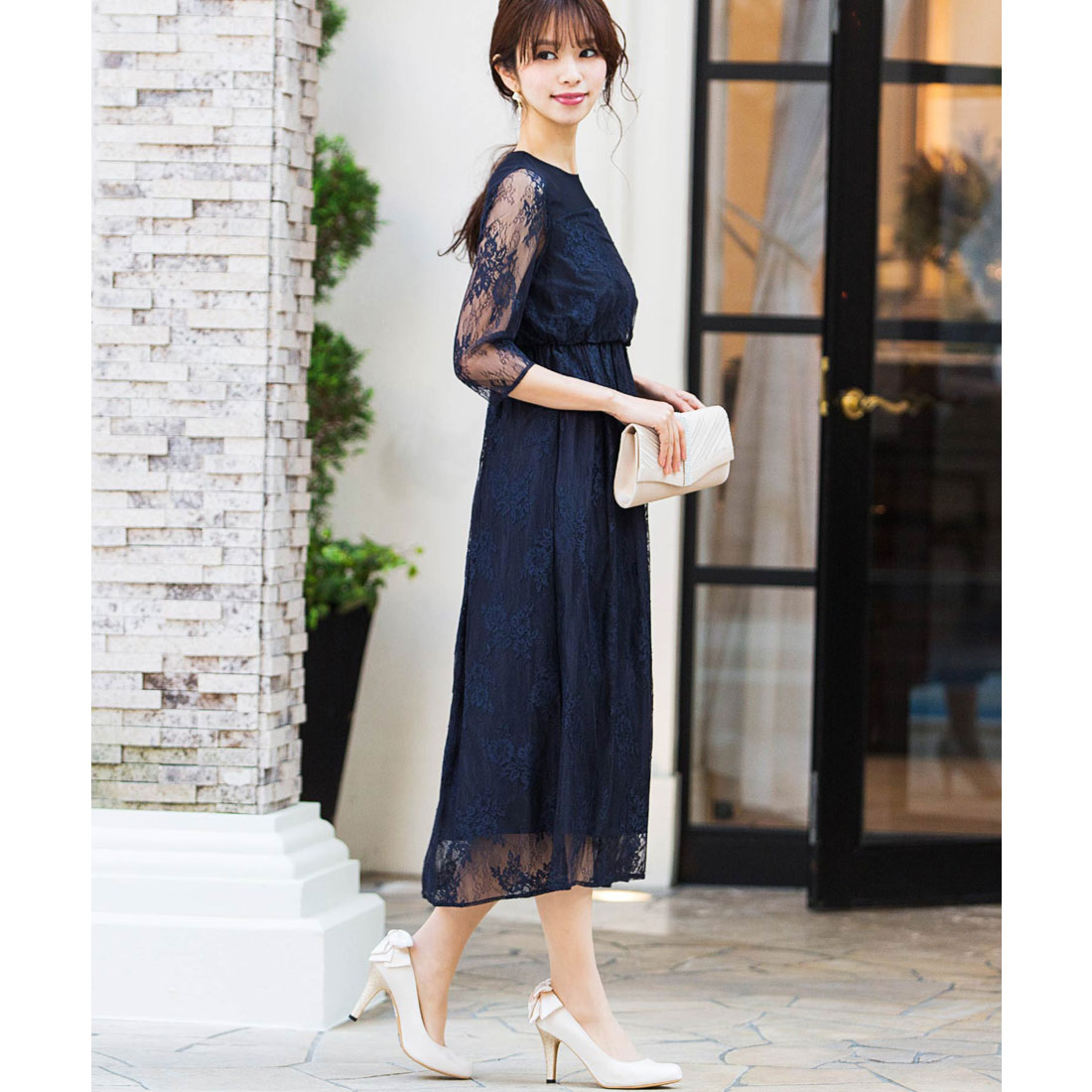 ニアナ niana 総レースロングレーススカート 結婚式ワンピース ニアナ niana 総レースロングレーススカート 結婚式ワンピース