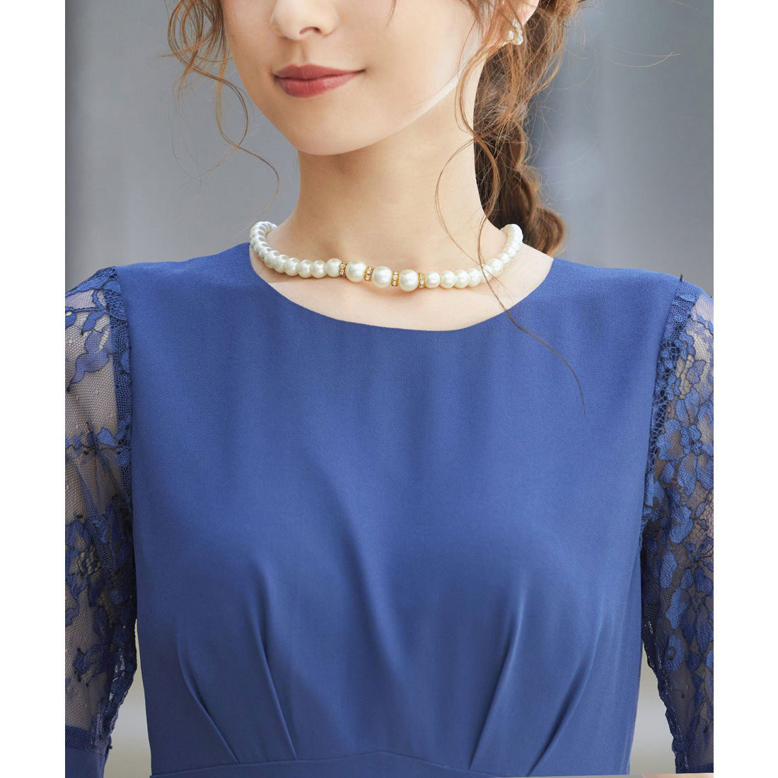 クーポン】ニアナ niana プリーツ×レース バックリボン 7分袖 クーポン】ニアナ niana プリーツ×レース バックリボン 7分袖