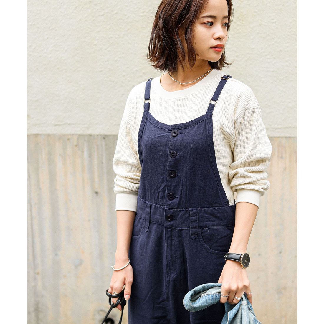 新品dressing linen リネンのサロペットスカート 当店別注】fog linen work / リネンサロペットスカート - 北欧