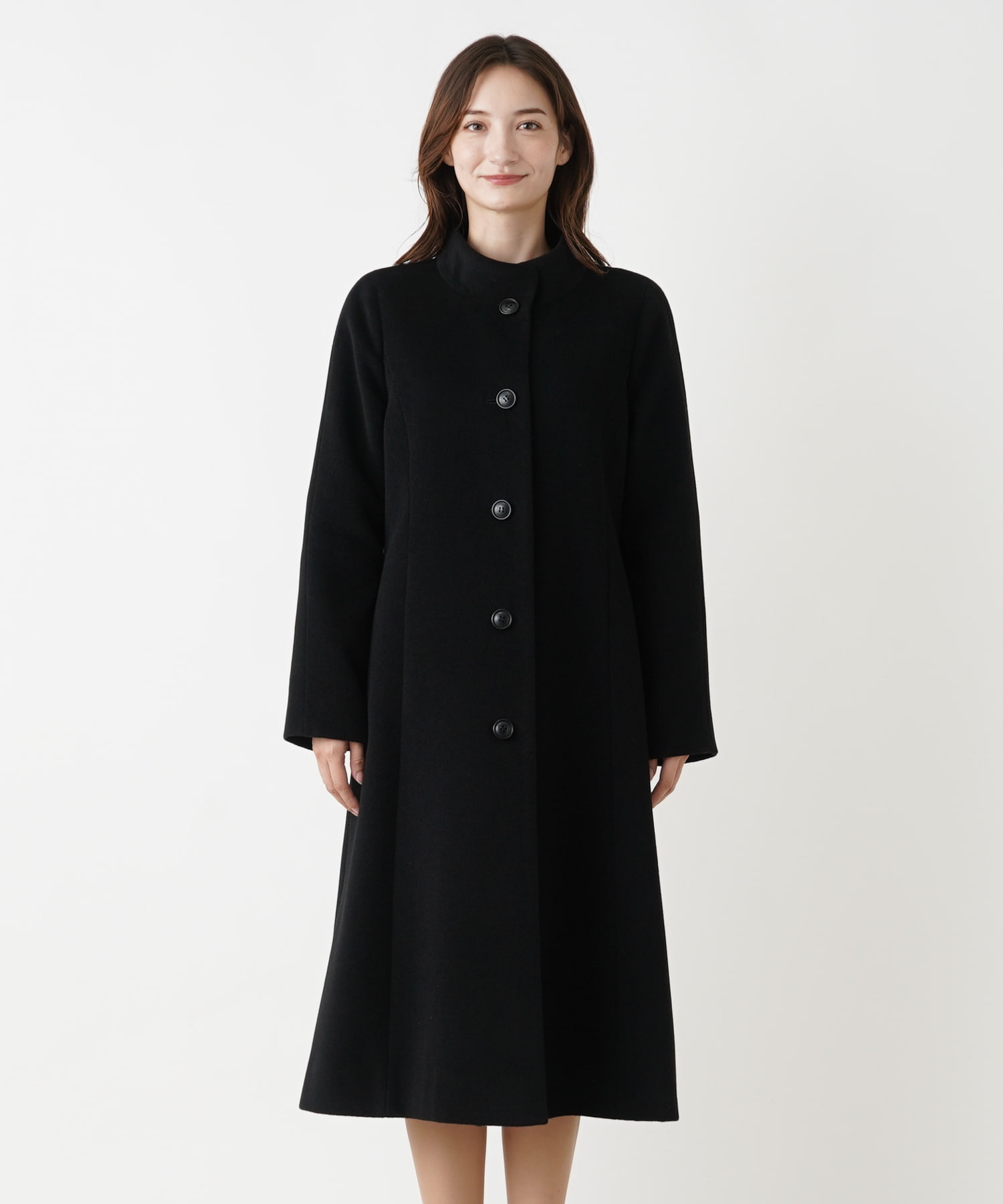 Leilian】 二重襟 カシミヤ混 チェスターコート ロングコート