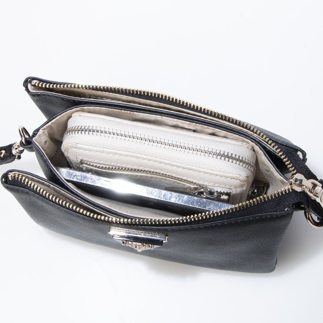 セール】ゲス GUESS LATONA Mini Triple Compartment Top Zip
