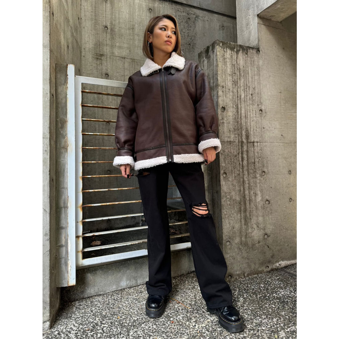 極美品✨エイココンドウEIKO KONDO フェイクムートンライダースジャケット 極美品✨エイココンドウEIKO KONDO フェイクムートンライダース
